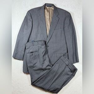 Brooks Brothers 46R 100% Wool Glen Plaid Charcoal Gray Made in USA 1 Vent Suit